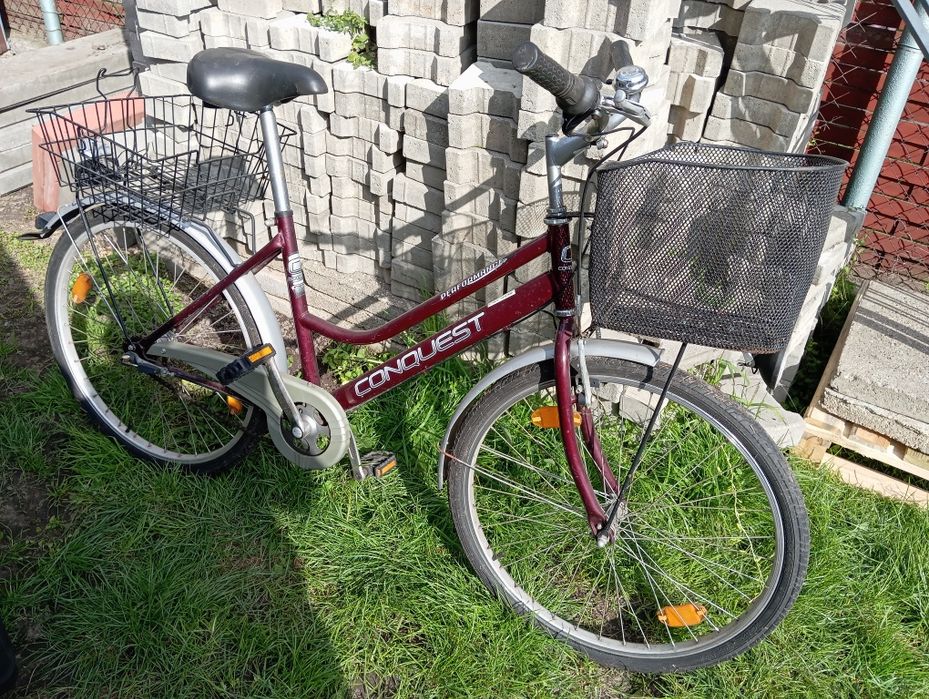 Rower damka 3 biegi w kole z koszykami sprawny