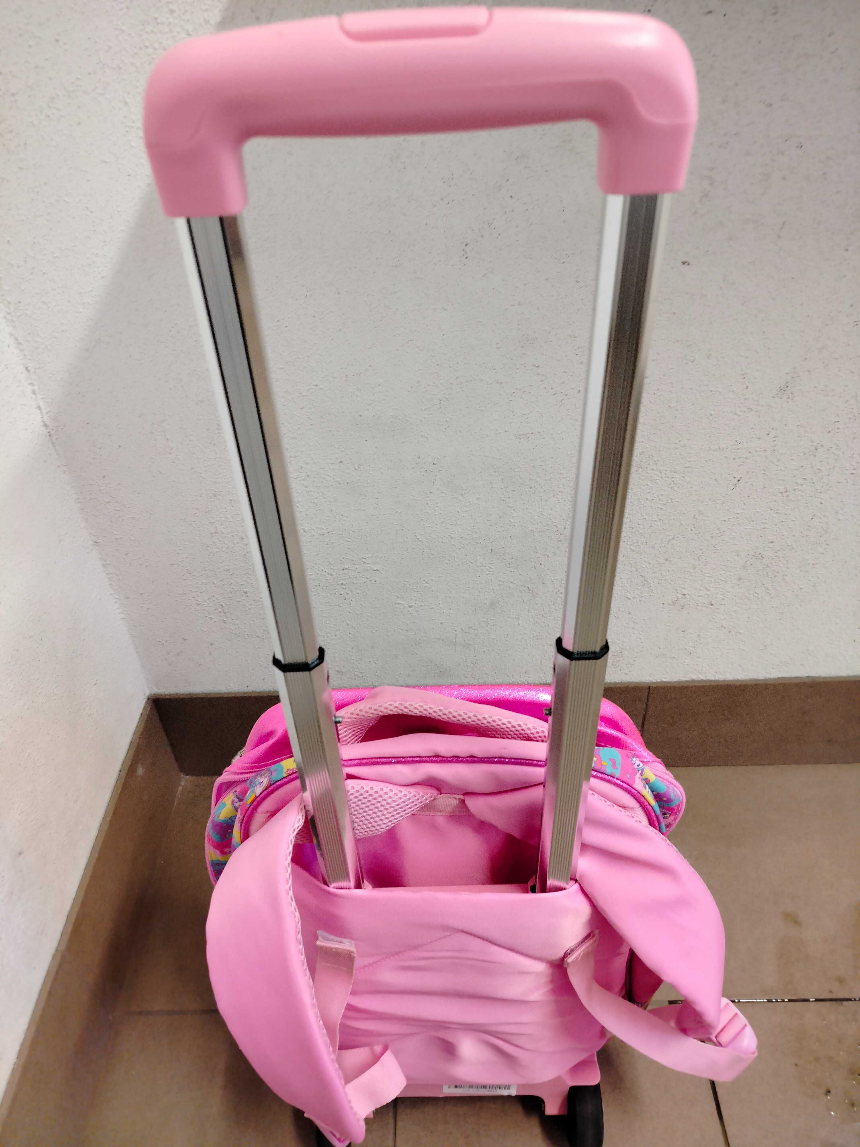 Plecak szkolny na kółkach z jednorożcem dla dziewczynek 3-częściowy