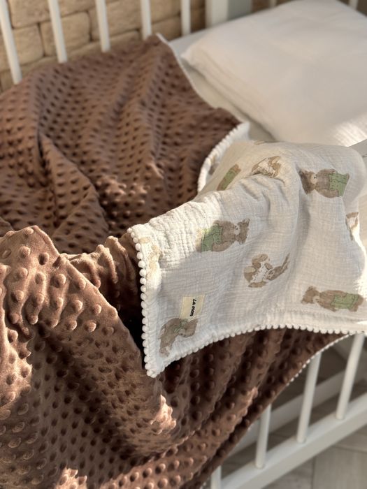 Теплий Плюшевий мусліновий пледик