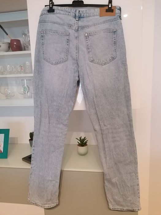 Calças de ganga straight regular fit mid waist tamanho 42