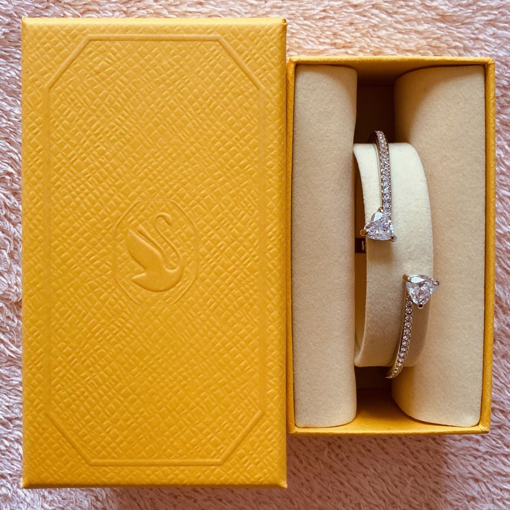 Bracelete Swarovski Mesmera Coração, Nova - Banhada a Ródio