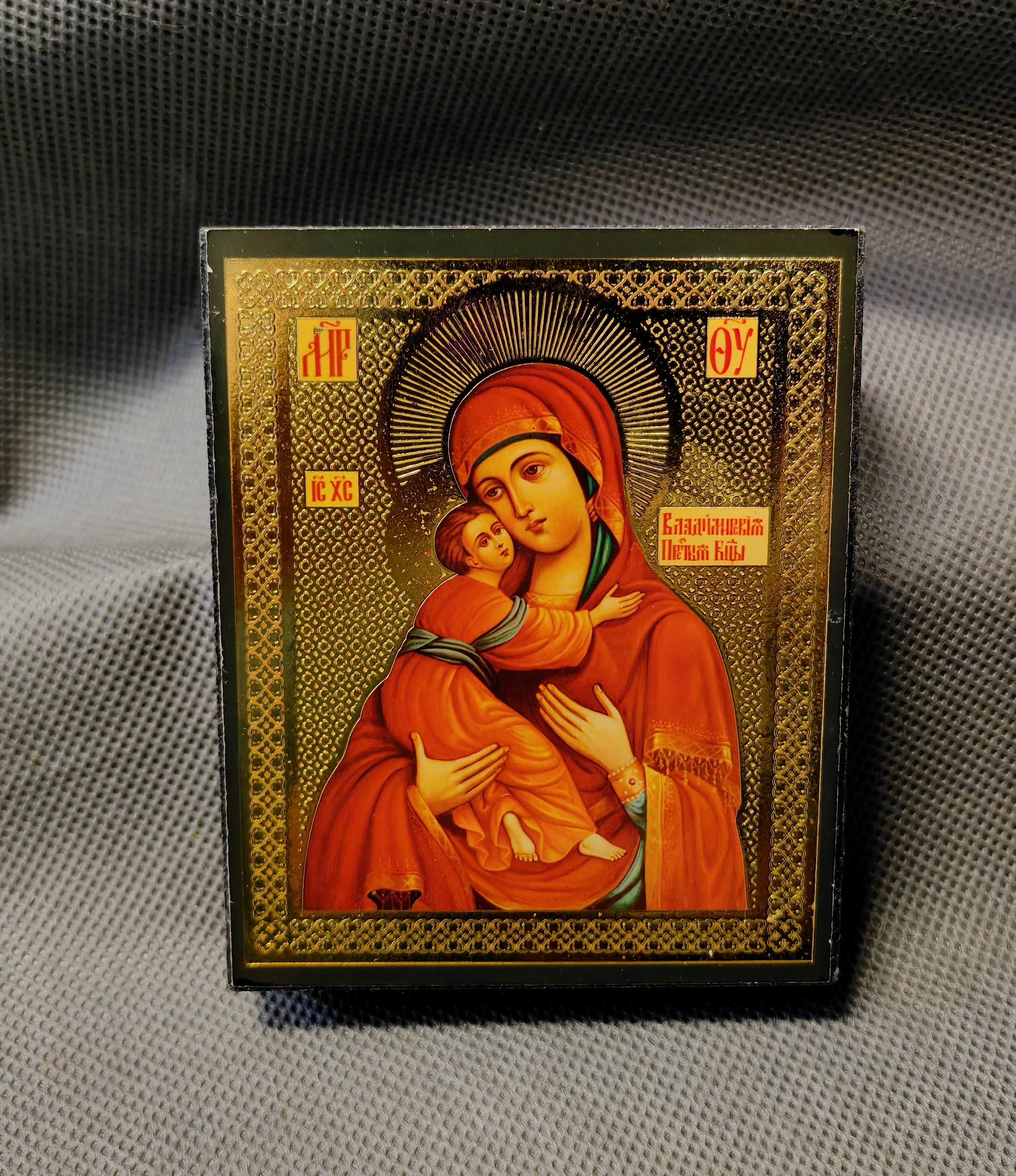 Ikona Złocona Matka Boża Włodzimierska z Dzieciątkiem Jezus ( Eleusa )