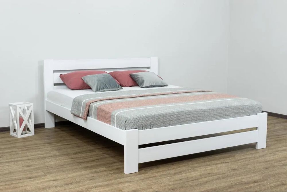 Ліжко двоспальне біле,деревʼяне,масив бука,Львів,доставка