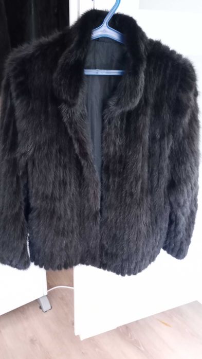 Naturalne futro z norek, norki kurtka czarne, S M L  czarne