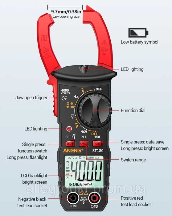 Струмовимірювальні кліщі ST181 Токові кліщі, мультиметр, ліхтарик
