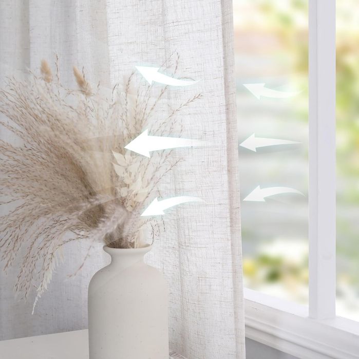 MYSKY HOME 2szt Zasłony lniane do salonu 225cm x 140cm