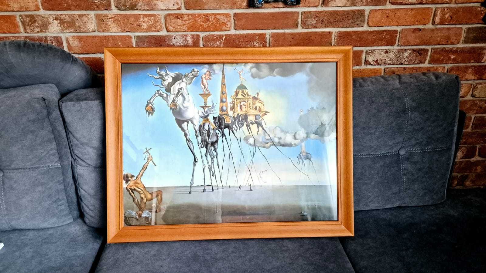 Piękny obraz Salvadore Dali w ramie 62 x 79 cm, Kuszenie św, Antoniego