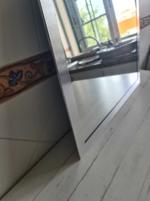 Espelho Quadrado com Moldura Cinzenta Mirror Vintage