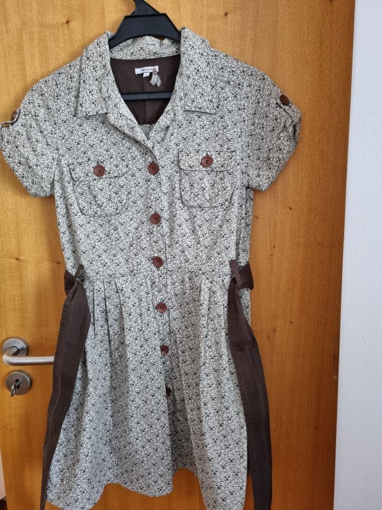 Vestido Pepe Jeans com flores beje e castanho