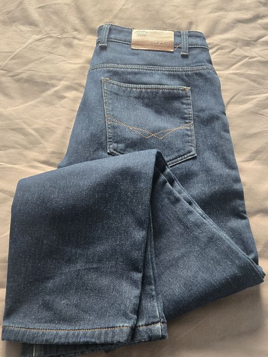 Spodnie męskie dżinsowe z polarem