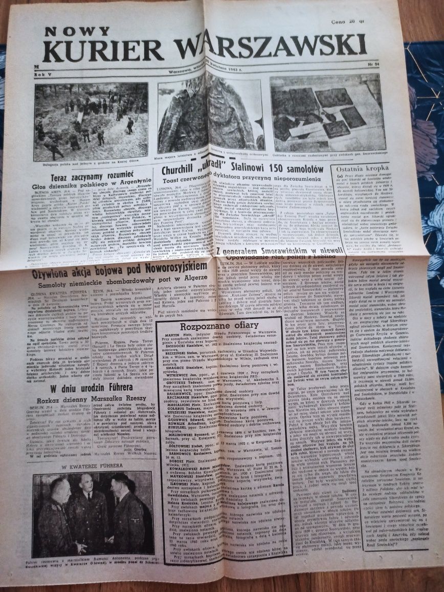 Nowy Kurier Warszawski 20 kwietniab1943