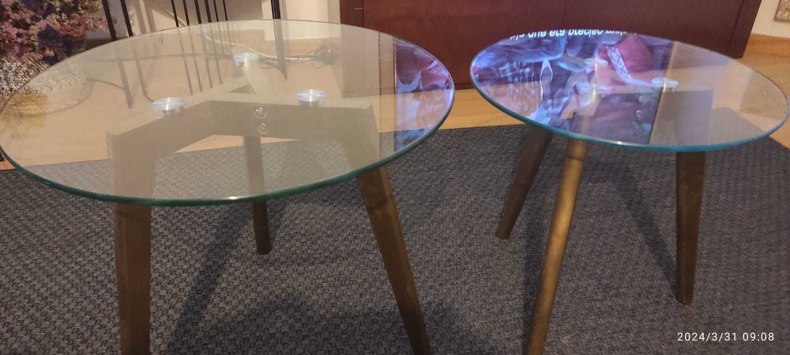 2 Mesa redonda vidro