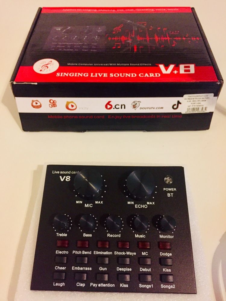 Podcast Live Recording / Broadcast Soundcard V8 Kit Completo [Novo]