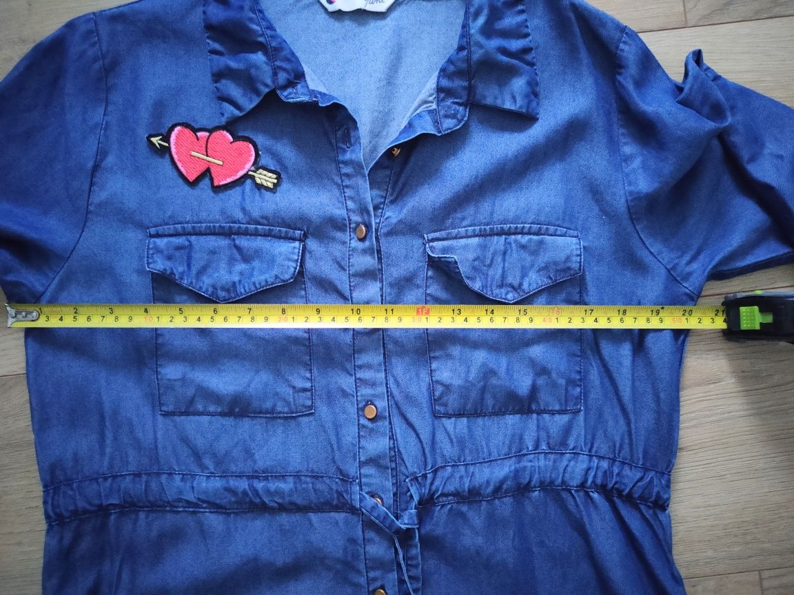Jeansowa sukienka tunika koszula, Yumi, rozmiar 40/L, wiskoza