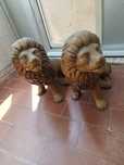 Leão de louça pintados de bronze