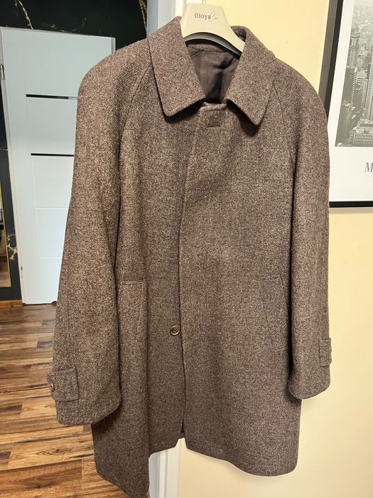 Elegancki płaszcz męski PRÓCHNIK wełniany – klasyczny, brązowy, polska