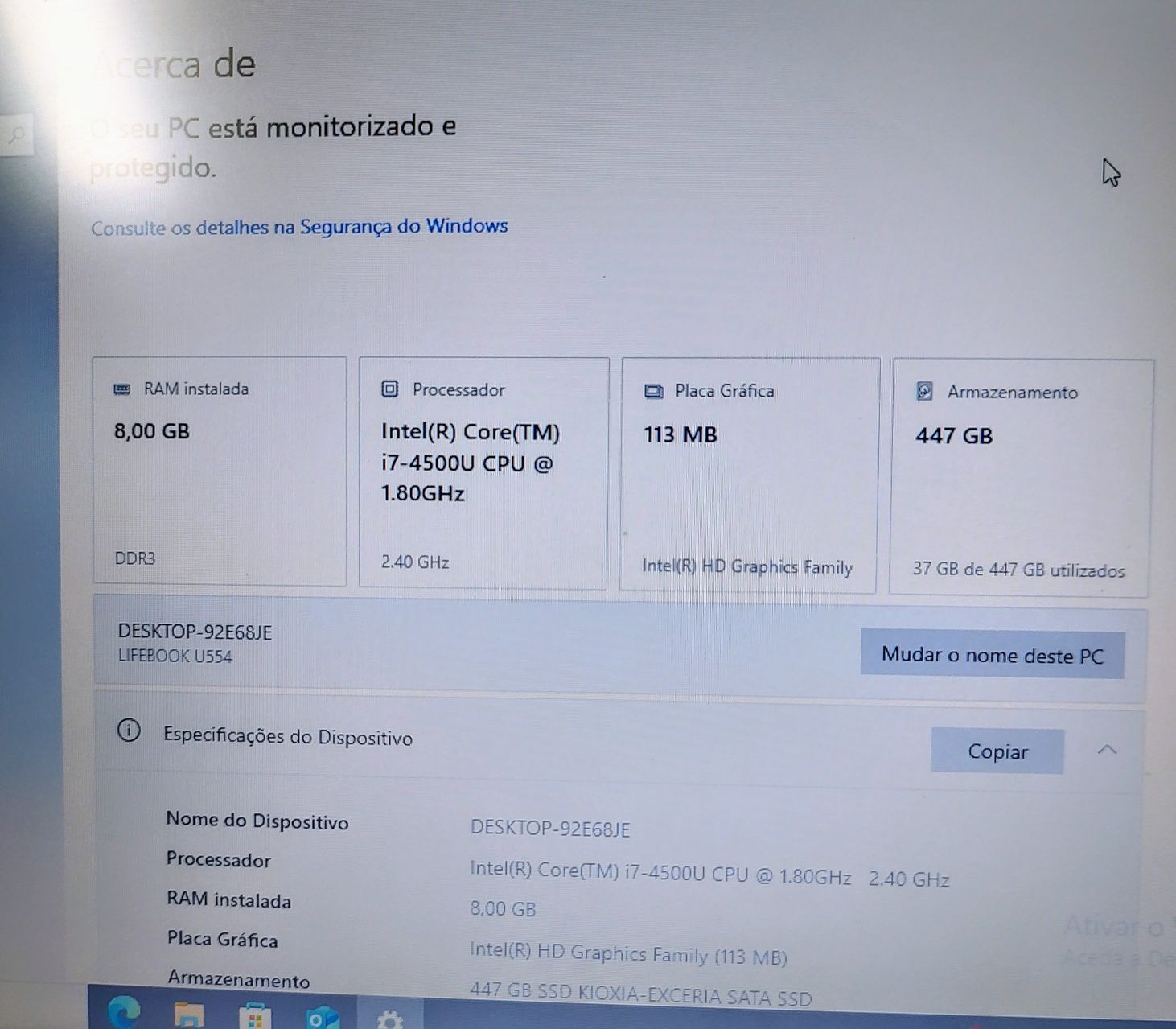 Fujitsu lifebook U554. I7 4500U. 8gb RAM .SSD 500 gb.