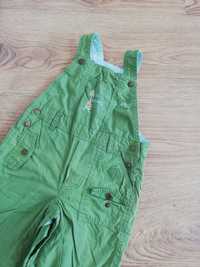 Spodnie niemowlęce na szelkach r.80 zielone ogrodniczki 5.10.15