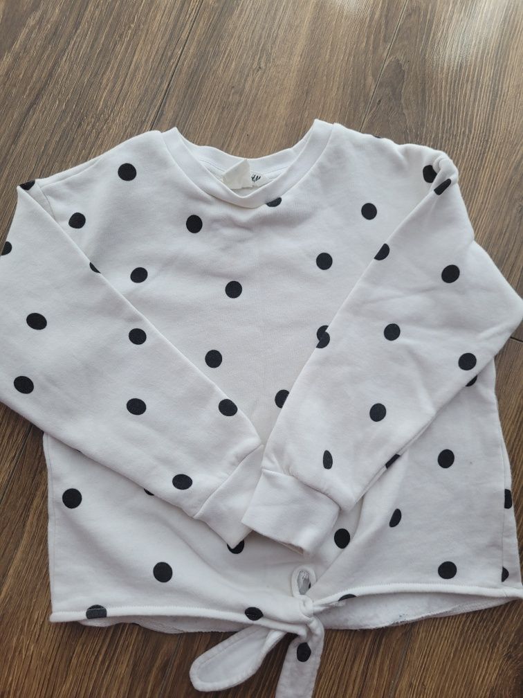 Elegancka biała bluza w grochy H&M 98/104