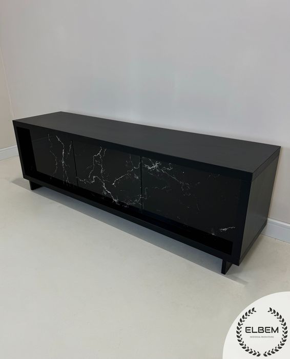 Szafka RTV czarna - marmurowe fronty