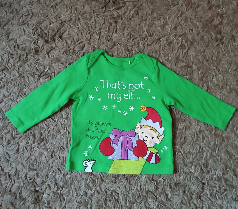 Świąteczna bluzka bluzeczka koszulka  na 6/9 miesięcy