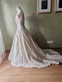 Vestido de noiva - seda selvagem cor pérola