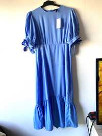 Nowa niebieska sukienka midi dluga