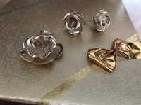 Zestaw srebrny biżuterii próba 925 różyczki