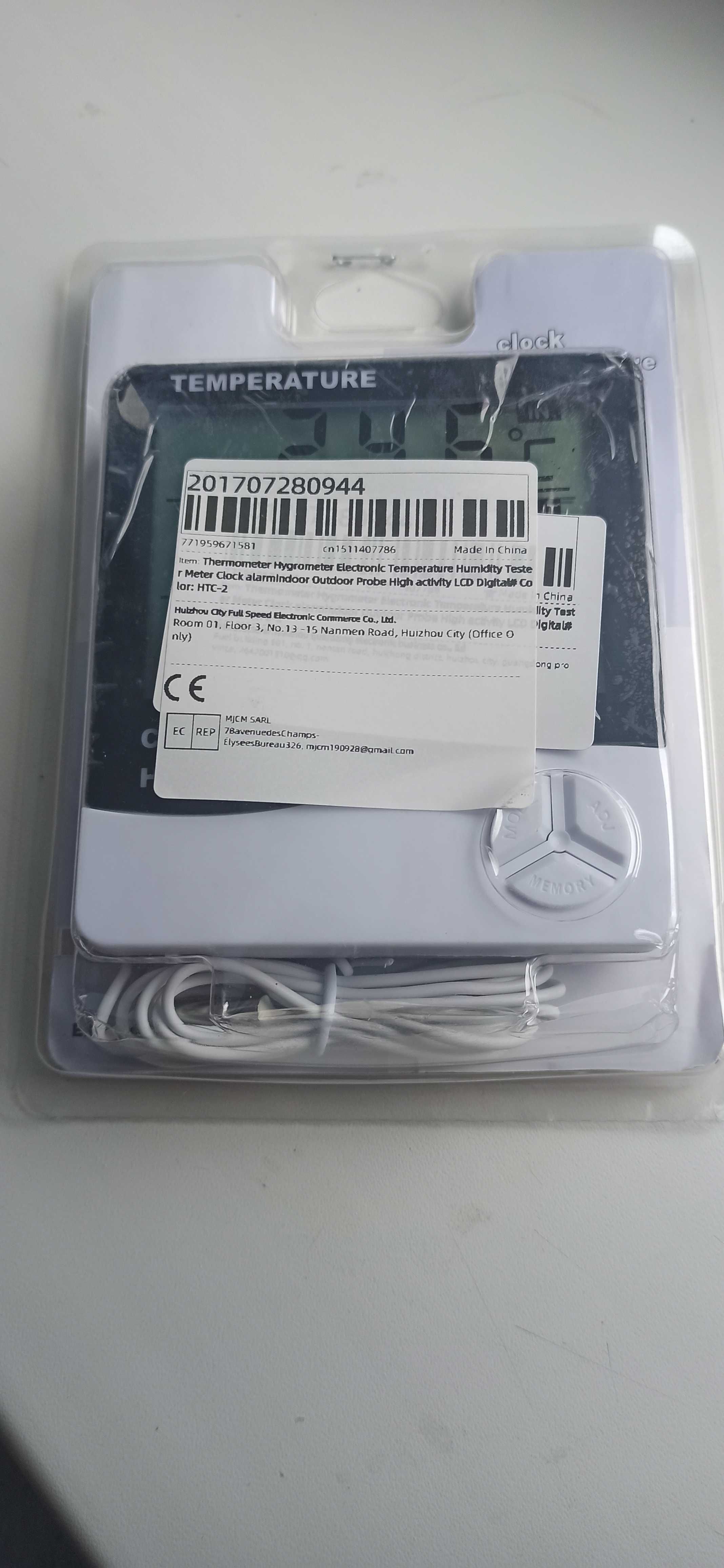 Цифровой гигрометр, термометр, часы HTC-2 с выносным датчиком