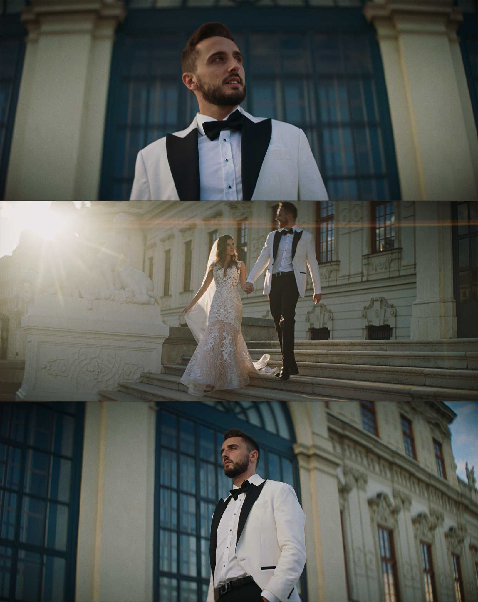 Męski garnitur smokingowy do ślubu - biały włoski