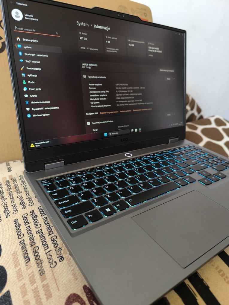 Laptop gamingowy Lenovo LOQ 15IAX9l, i5- 12 gen, 16 GB DDR5, SSD 512