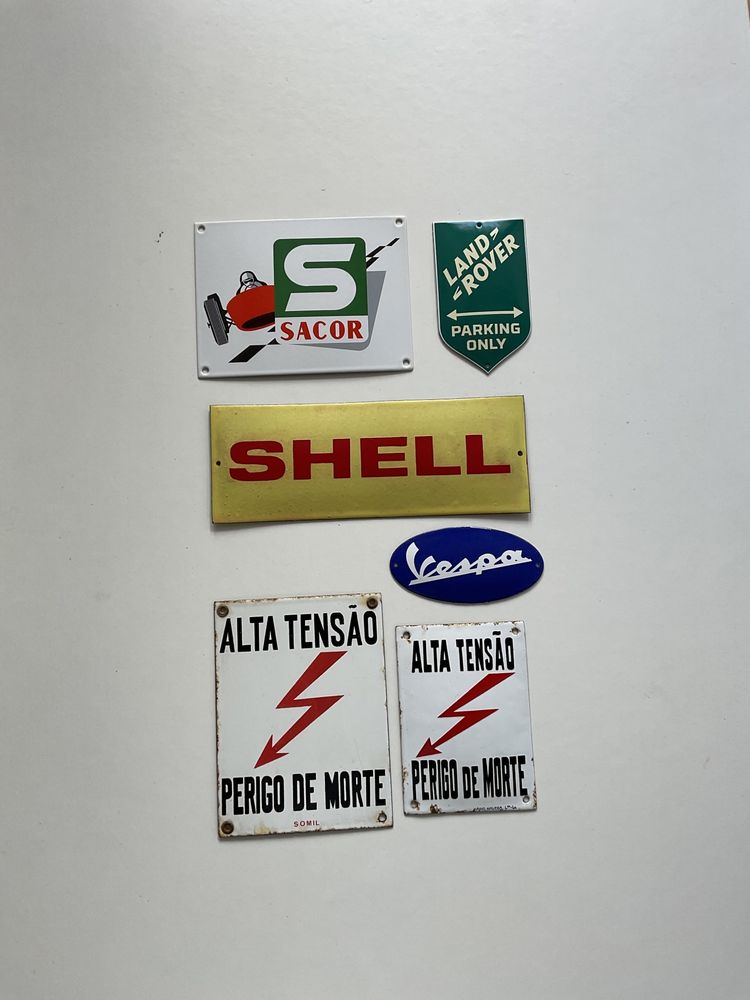 placa/chapa esmalte shell Sacor land rover vespa