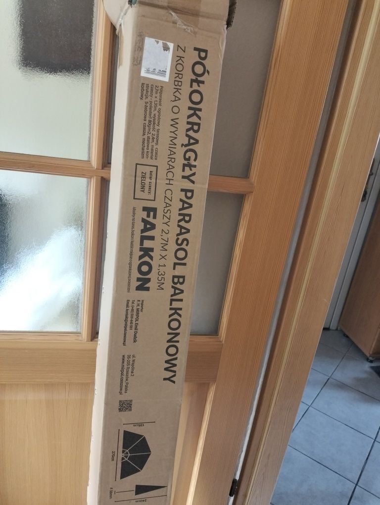 Parasol balkonowy przyścienny, z podstawą duży
