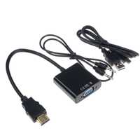 Cabo Conversor HDMI para VGA c/ Audio 3.5mm ou Alimentação USB