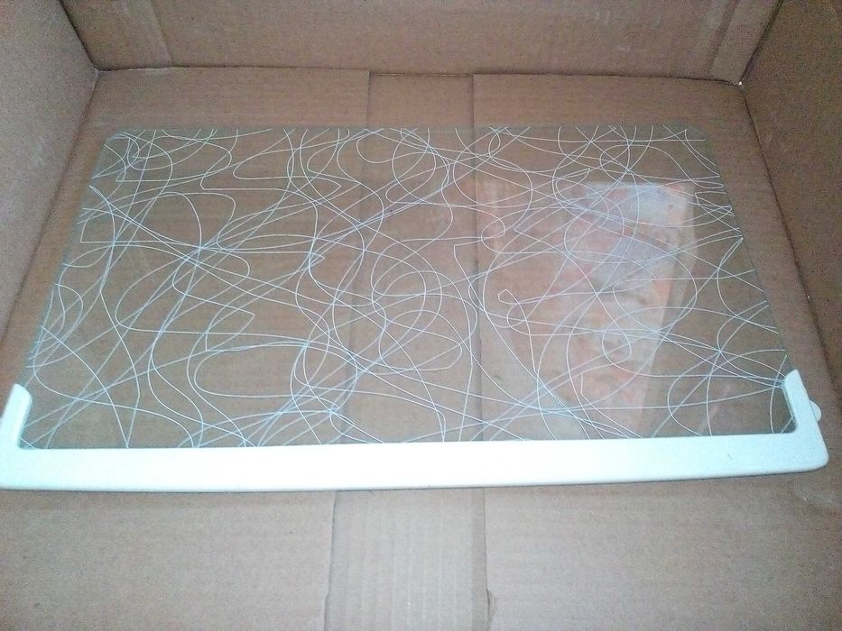 полка стеклянная (с узором) основная для холодильника 46X29 см