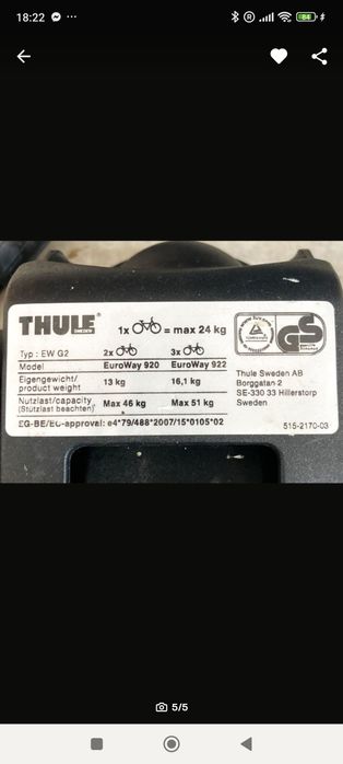 Bagażnik rowerowy Thule G2 jak nowy