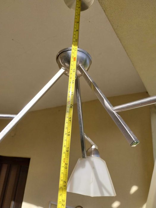 Candeeiro de teto / suspensão com 3 campânulas de vidro, moderno