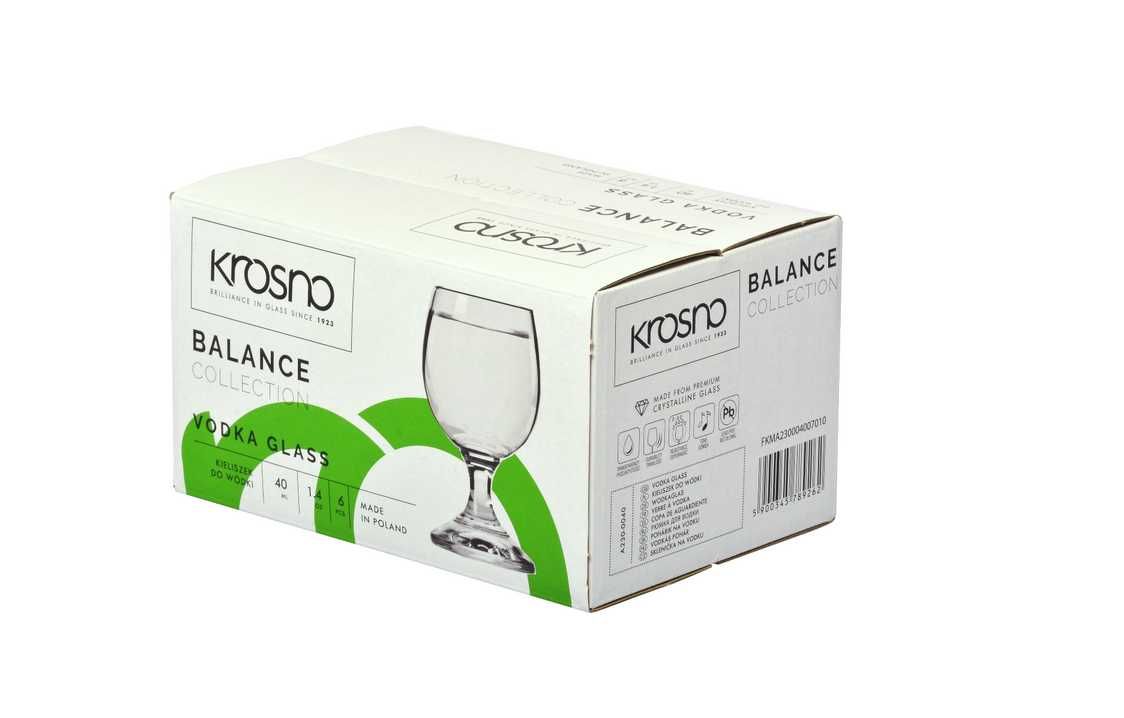 Komplet nowych kieliszków do wódki Krosno Glass Balance 40 ml