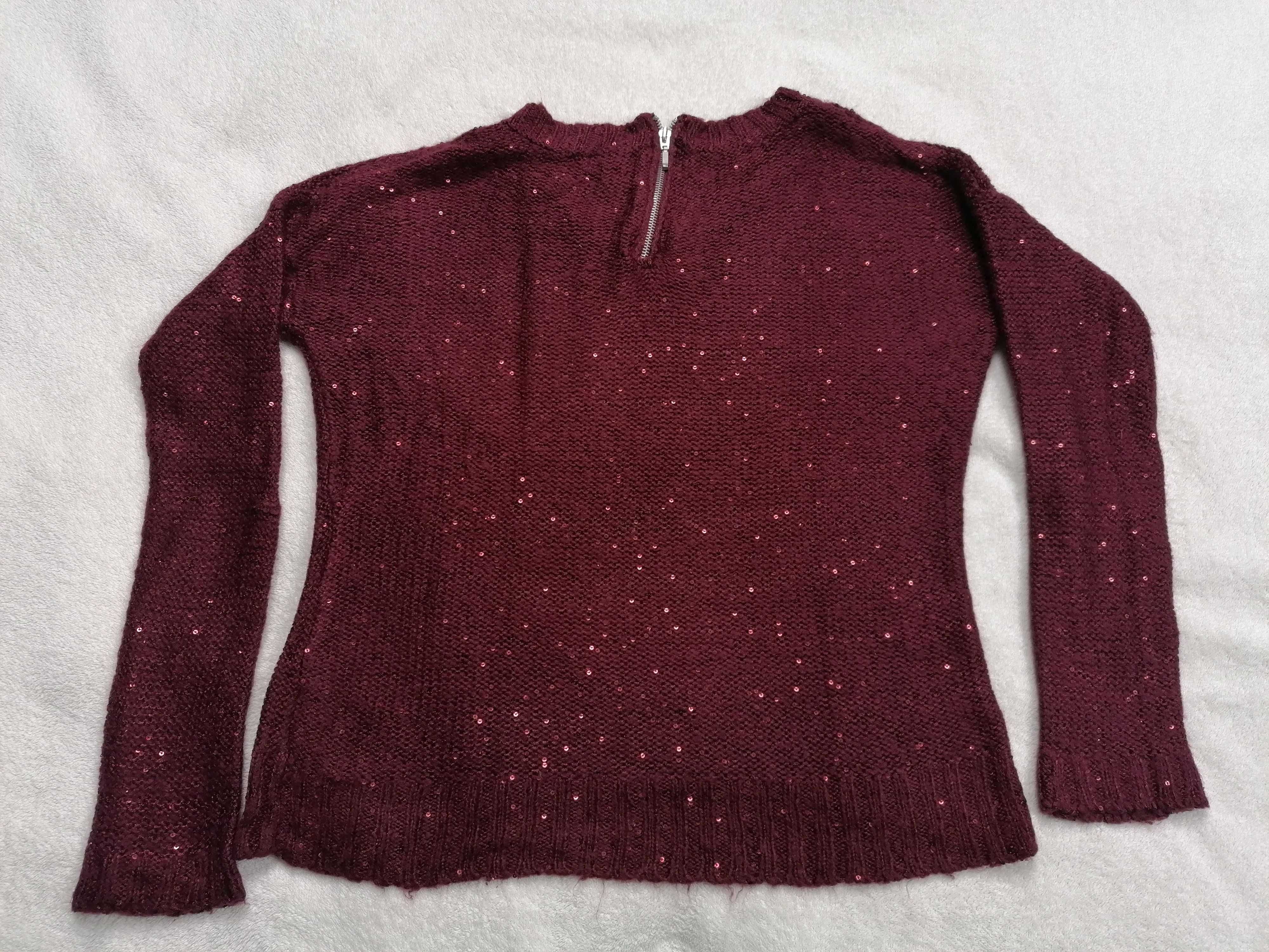 Sweter bordo cekiny Amisu - New Yorker rozmiar S