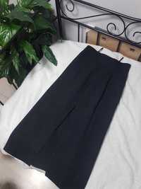 Długa spódnica maxi formująca klasyczna vintage czarna z rozcięciem 40