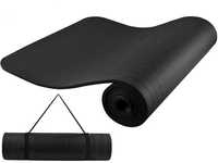 Mata fitness do ćwiczeń gruba czarna 181 x 61,5 x 1cm