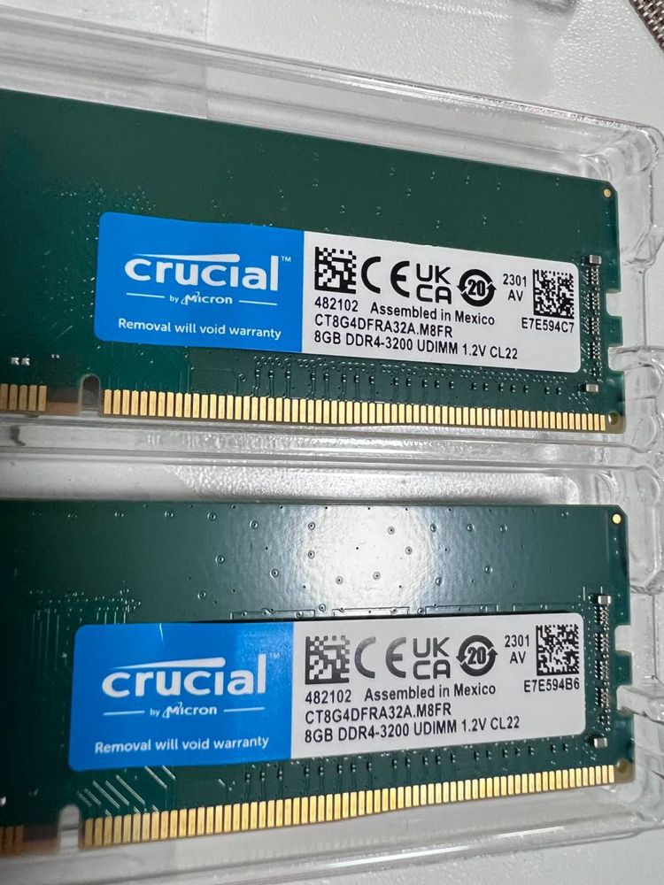 Оперативна памʼять Crucial 16GB (2×8GB) DDR4 3200MHz UDIMM Б/у