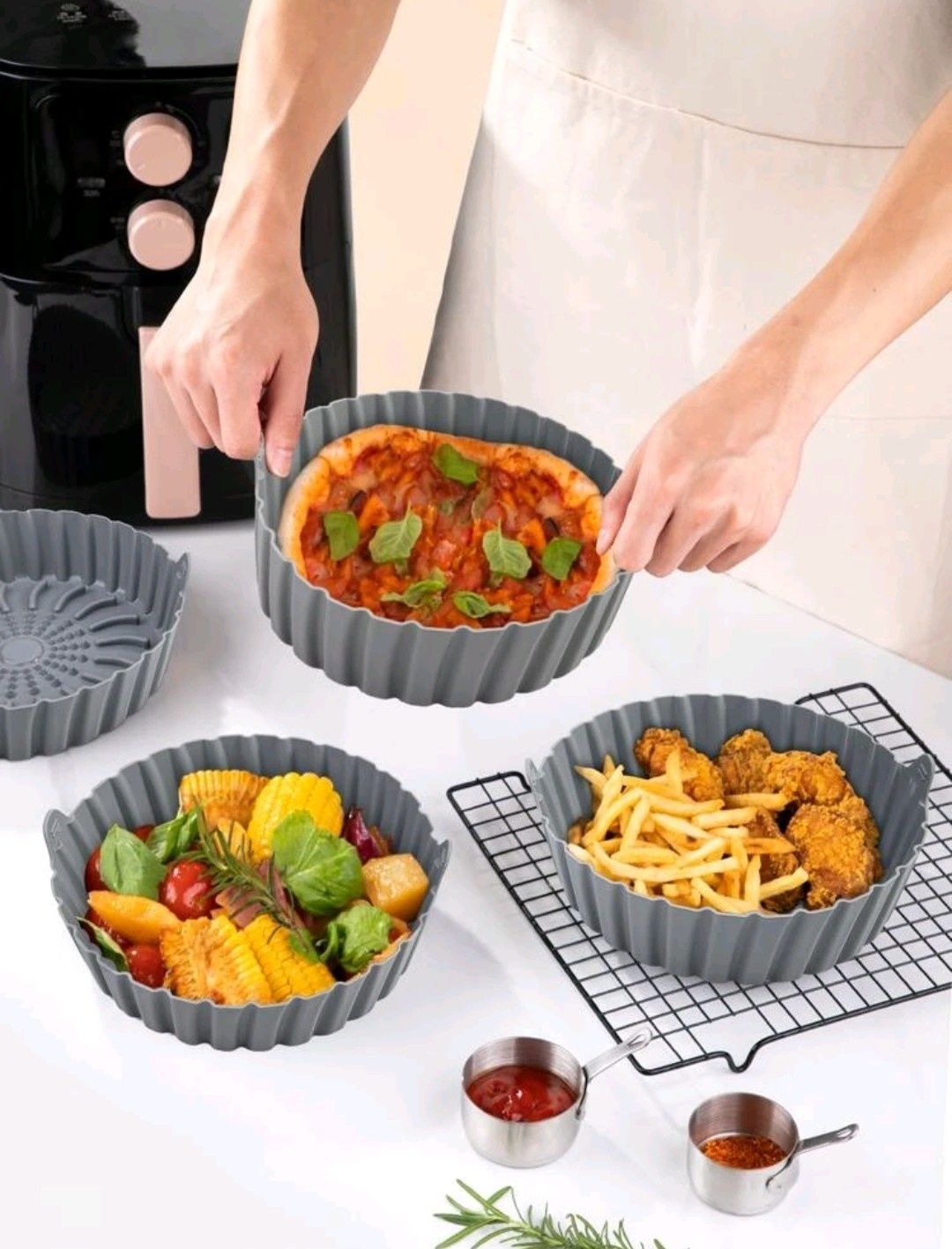 Forma silicone para airfryer|fritadeira sem óleo 4,5L •nova|embalada•