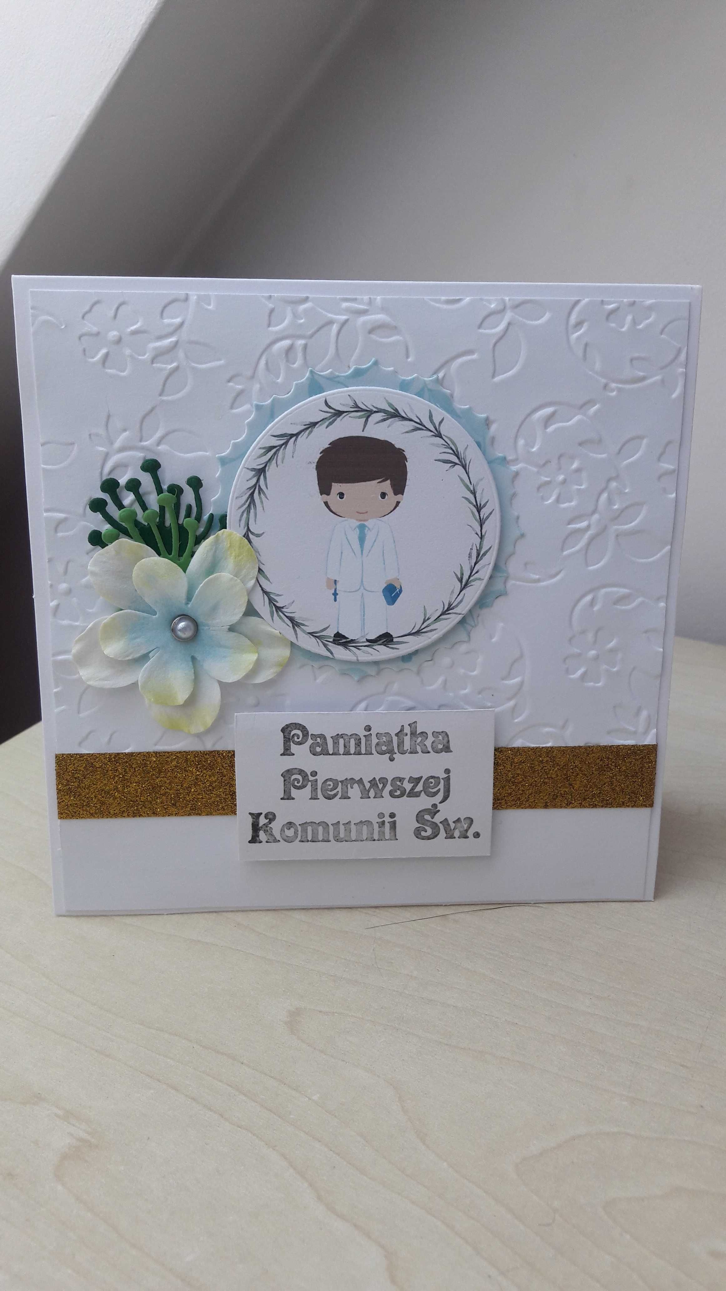 Kartka pamiątka Pierwsza Komunia Święta scrapbooking