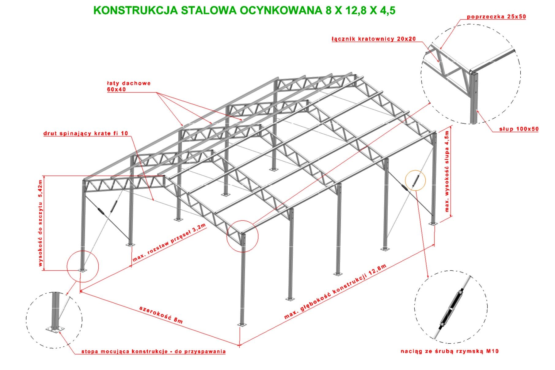 Konstrukcja stalowa garaż magazyn wiata hala