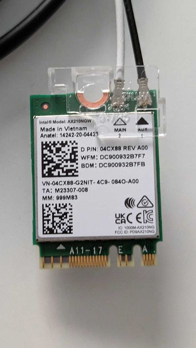 Karta WiFi Intel AX210NGW + kabel + antena DELL