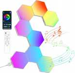 Panel Led RGB Modułowy Lampa Ścienna Smart Heksagon 8 Sztuk