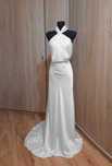 drapowana satynowa halter maxi z trenem  poprawiny przebranie