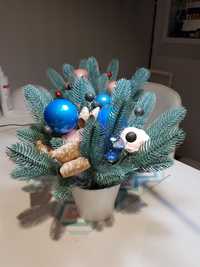 композиция новогодняя искусственная голубая ель елка елочка