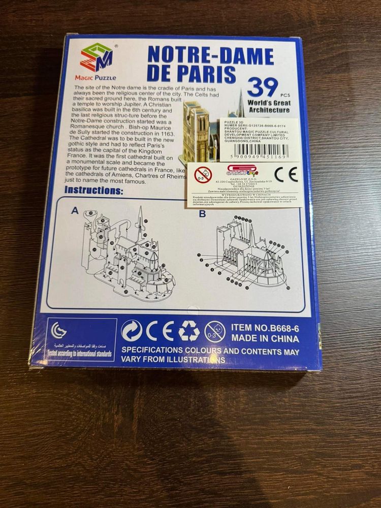 Puzzle 3D Notre-Dame w Paryżu 48tknz